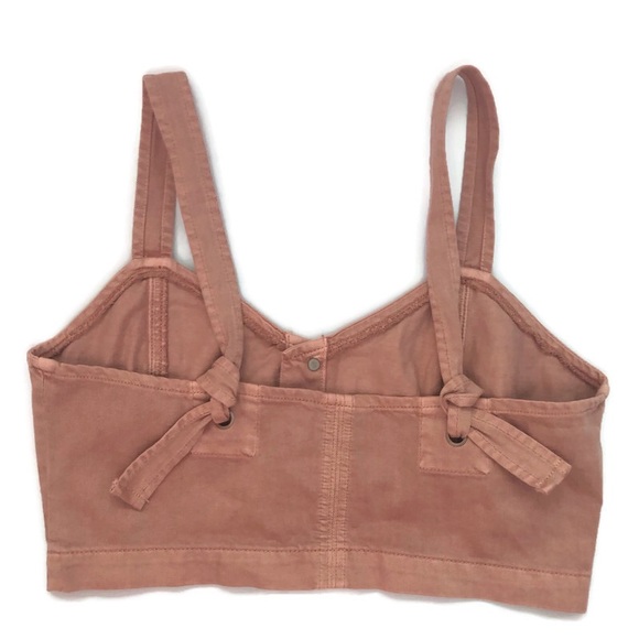 American Eagle blush pink denim button up crop top - Picture 2 of 2